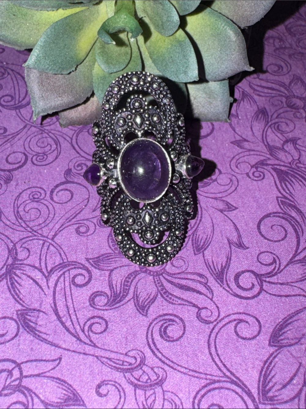Silver Amethyst Ring - Picture 5 of 11